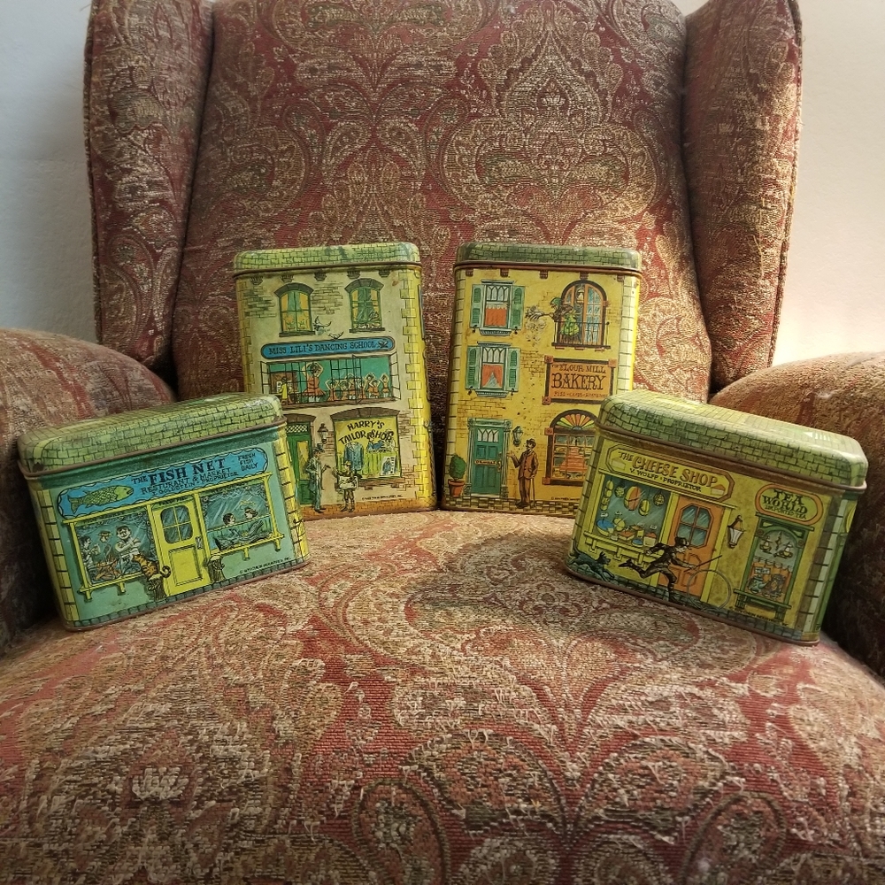 Vintage Storage Tins, 4 piece collection, collect